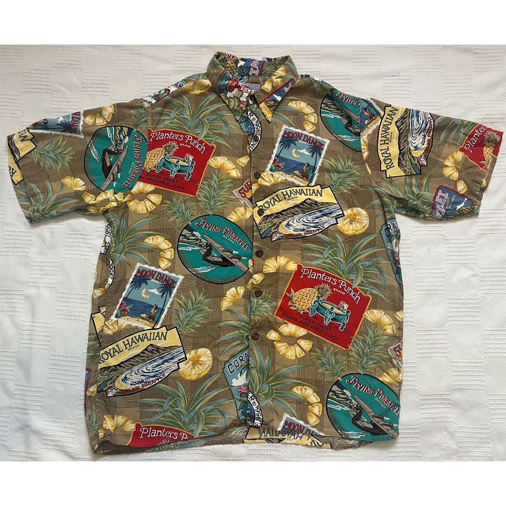 Reyn Spooner Hawaiian Shirt Mens Medium Multicolor Rayon Aloha Vintage Print